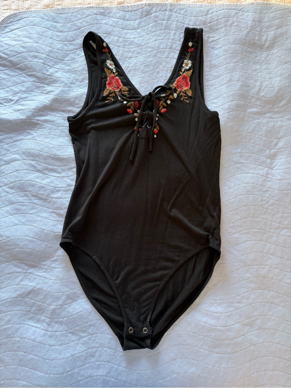 American Eagle Floral Lace-Up Bodysuit